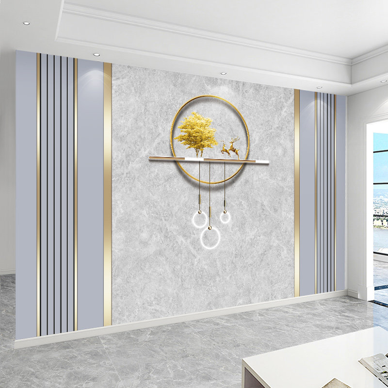 新款8d立体电视背景墙板客厅现代格栅线条竹木纤维碳晶板集成墙板