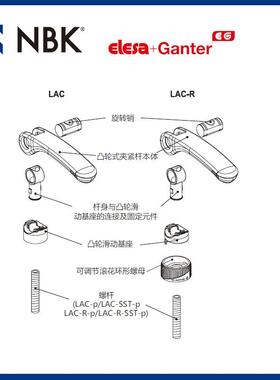 ELESA LAC-B-R 凸轮夹紧杆高科技聚合体 黑色亚光饰面 配件