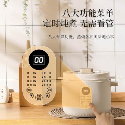 新款直销3L隔水炖电炖盅家用全自动陶瓷煲汤锅大容量多功能电炖锅