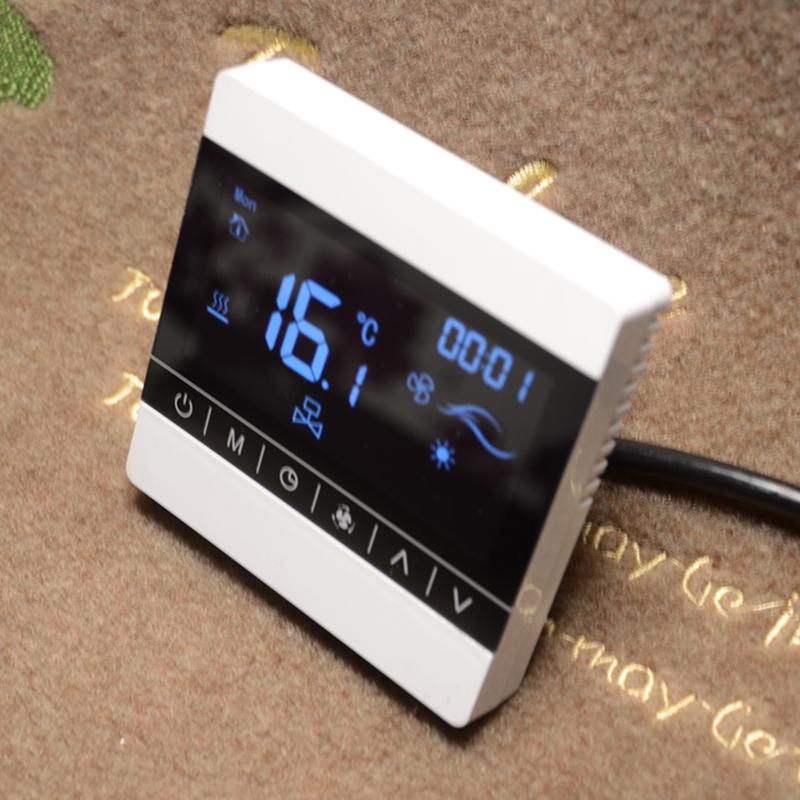 江森款中央空调温控器液晶三速开关控制面板水机风机盘管线控器