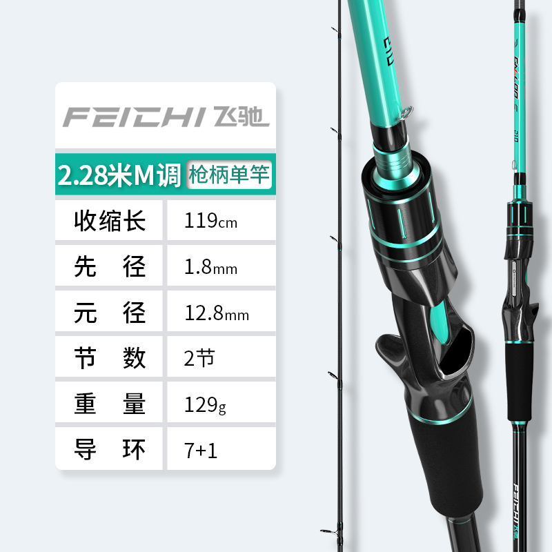 渔之源路亚竿单竿碳素轻硬远投枪柄直柄海竿抛竿鱼竿新款路亚竿