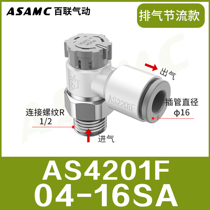 SMC型节流阀调速阀气缸接头AS1211F/AS2211F/3211F-M5-04A0103-08