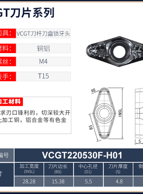 VCGT锁牙头重切削快进给铣刀杆R3圆鼻铣刀盘铝合金专用VCGT220530