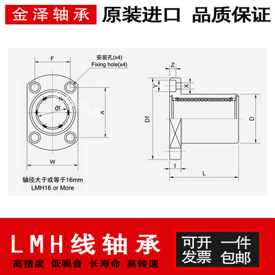 日本进口THK加长直线轴承LMH 6 8 10 12 13 16 20 25 30 35 40LUU
