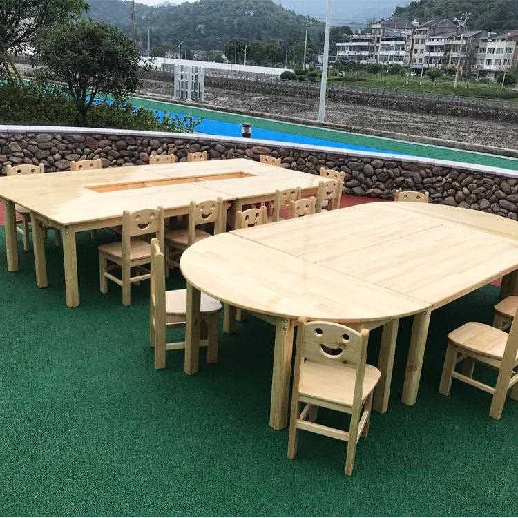 新款直销幼儿园桌椅实木儿童多功能学习培训辅导班美术美工桌手工