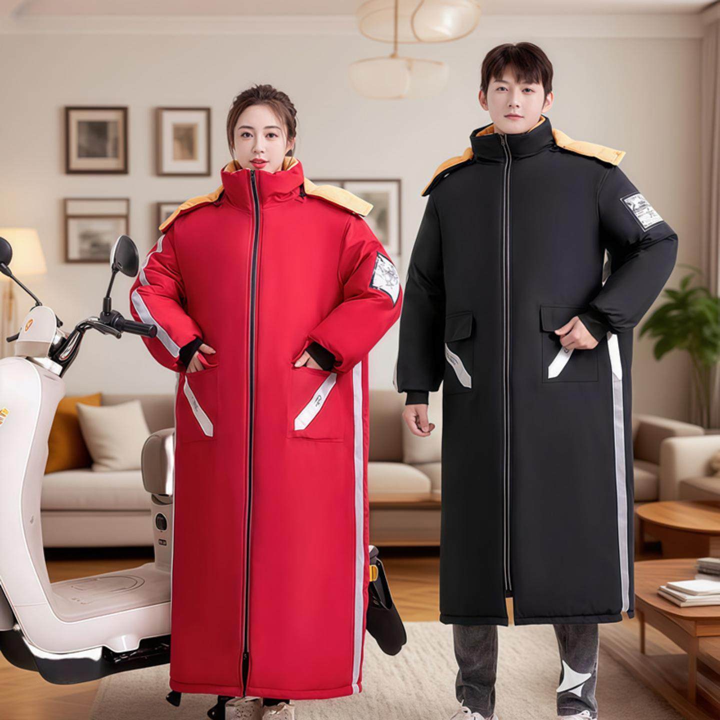 电动车挡风被冬季加绒加厚电瓶车保暖棉服挡风衣摩托车骑行防寒服