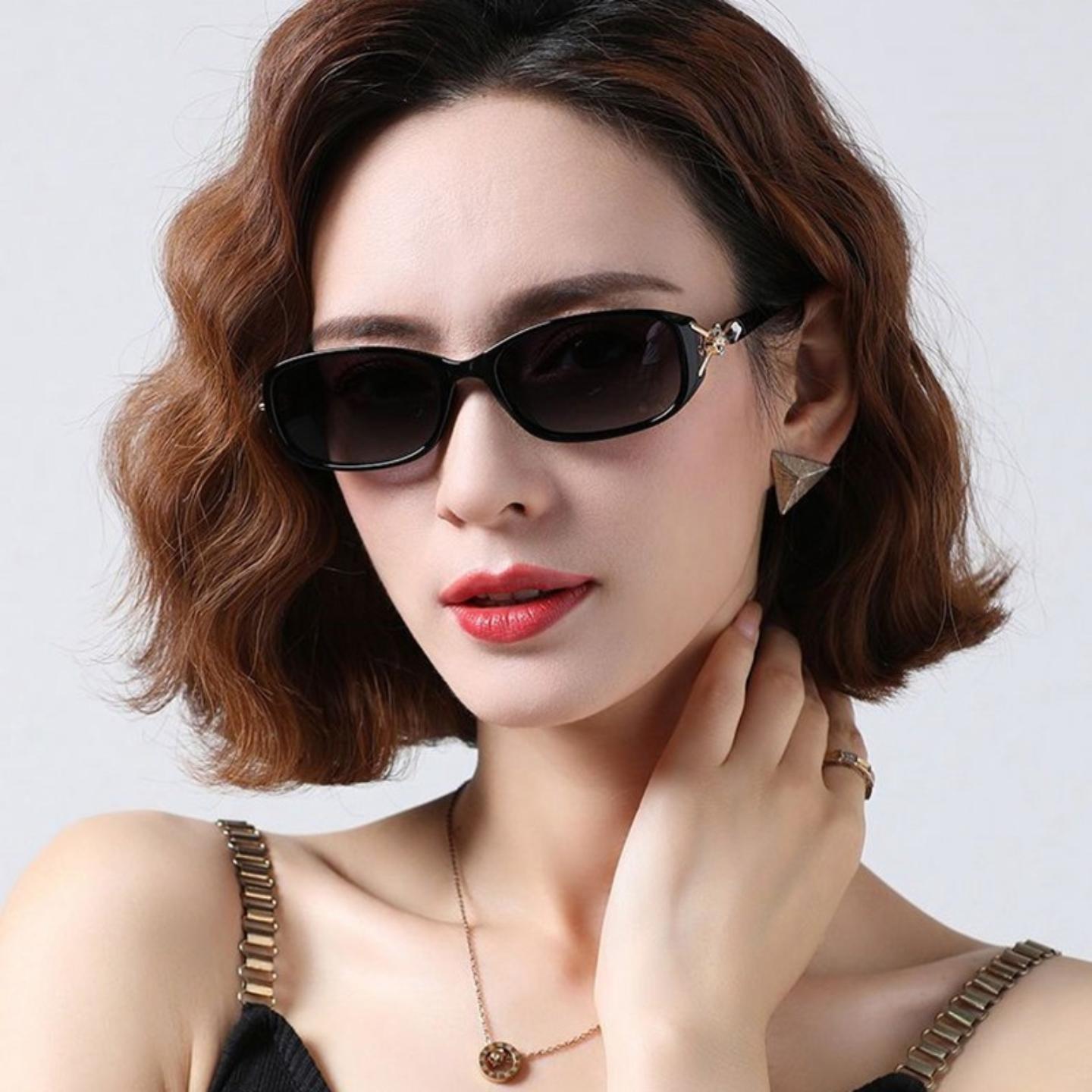 新款偏光太阳镜女防紫外线狐狸头镶钻眼镜时尚韩版小脸框女士墨镜