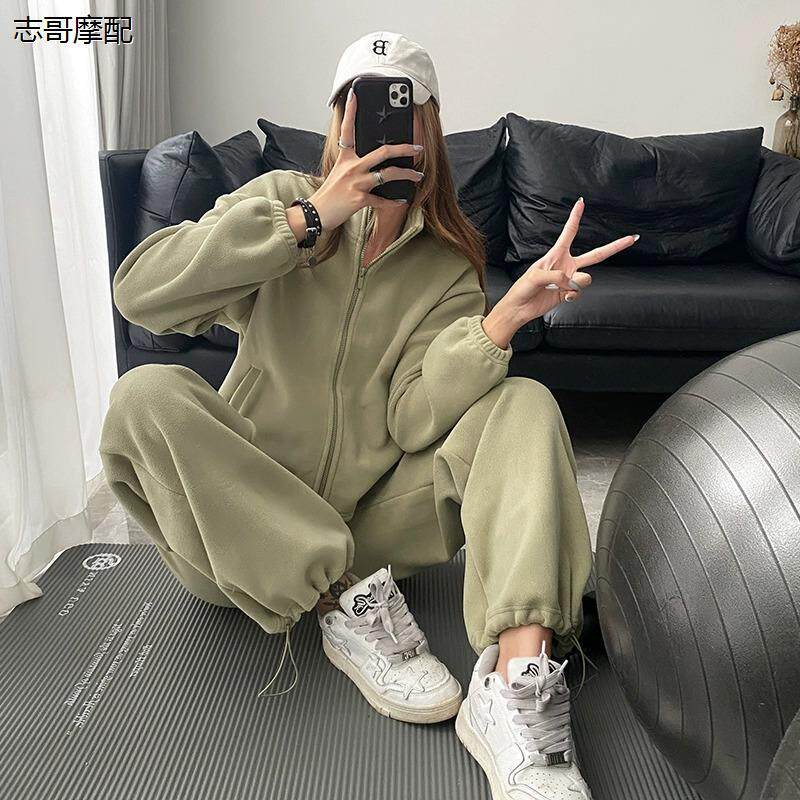 德国专业自行车骑行服套装女士冬季加绒加厚保暖宽松运动健身外套