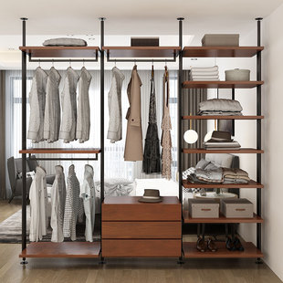 开放式衣柜家用卧室隔断挂衣架入户衣帽架收纳置物架客厅衣架落地