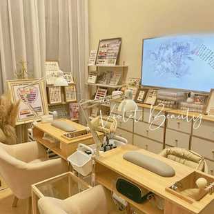 日式 实木美甲桌吸尘器镶嵌式 单人美甲桌子小型网红美甲桌椅工作台