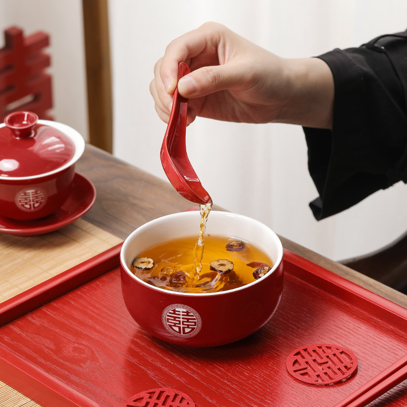 敬茶杯结婚碗筷套装新人婚礼改口敬酒杯喜碗一对婚庆女方陪嫁礼品