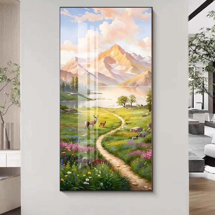 日照金山入户玄关装饰画高级感廊壁画风景挂画山水画轻奢客厅过道