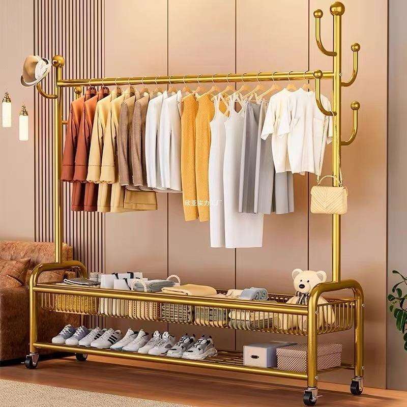挂衣架落地卧室家用衣帽架简易衣服挂架晾衣架子室内的置物架凉杆
