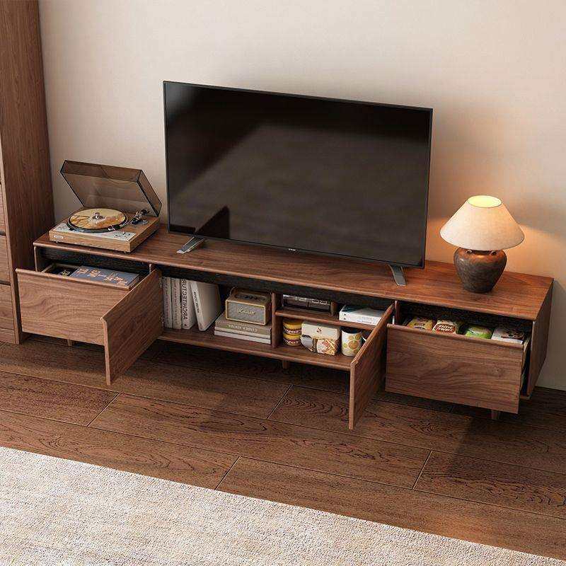家用新款新中式实木电视柜落地式中古风客厅收纳储物柜一体小户型