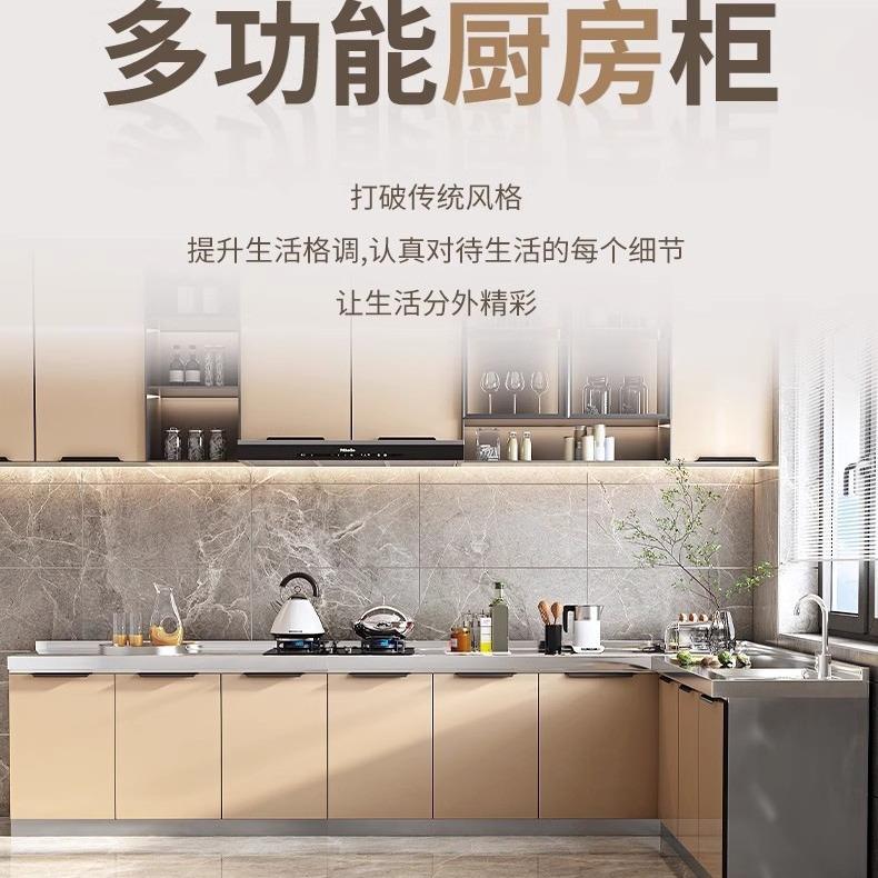 家用经济型不锈钢橱柜全钢一体整体厨房储物柜简易组装收纳厨房柜