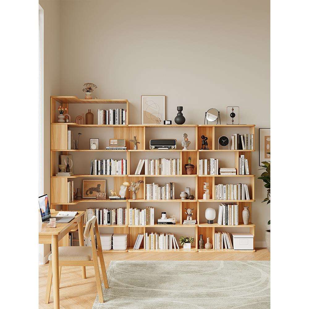 转角立柜客厅靠墙书柜书架置物架落地学生家用储物柜子实木置物柜