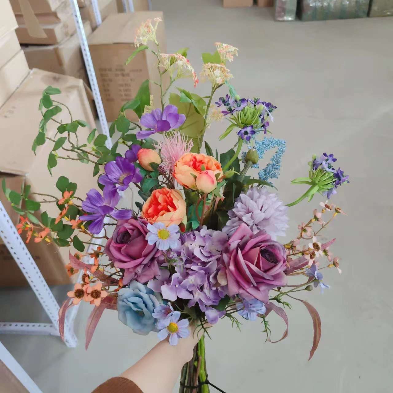 M299 混搭蓝紫色系手札花束 仿真花绢花假花欧式