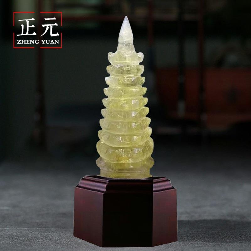 天然水晶文昌塔7层9层13层粉白紫黄色水晶宝塔办公室学生书房摆件