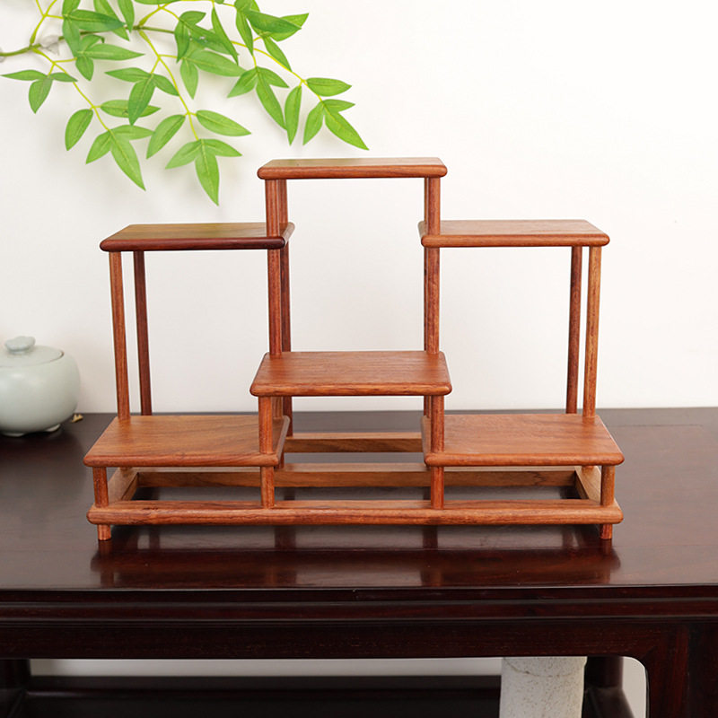 缅甸花梨架子实木无漆博古架展示架茶具茶架摆件架家用精致收纳架