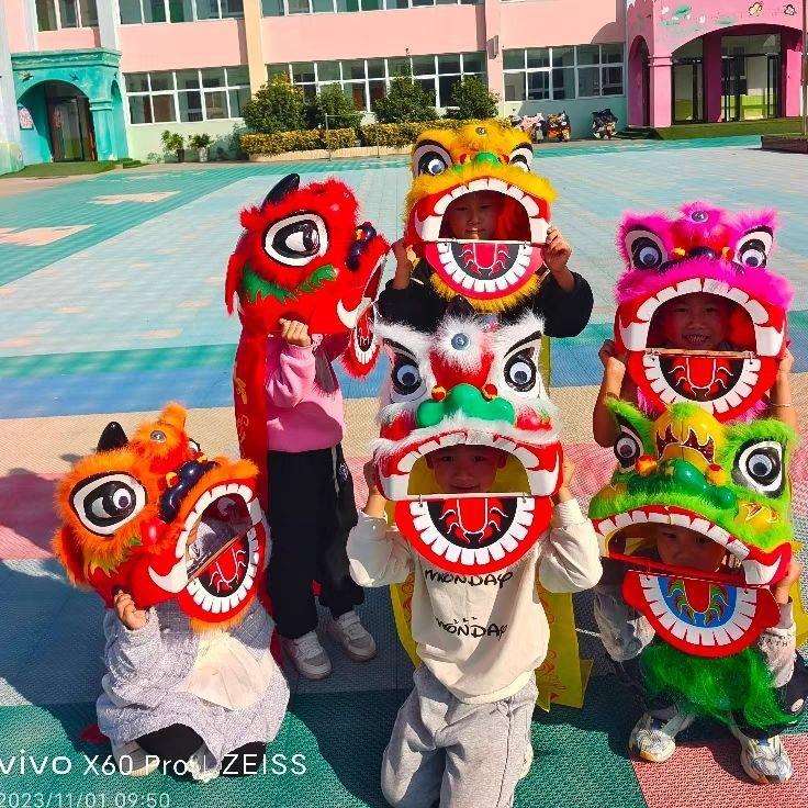 塑料儿童舞狮子道具套装舞狮头鼓2-14岁幼儿园表演小狮头玩具6寸