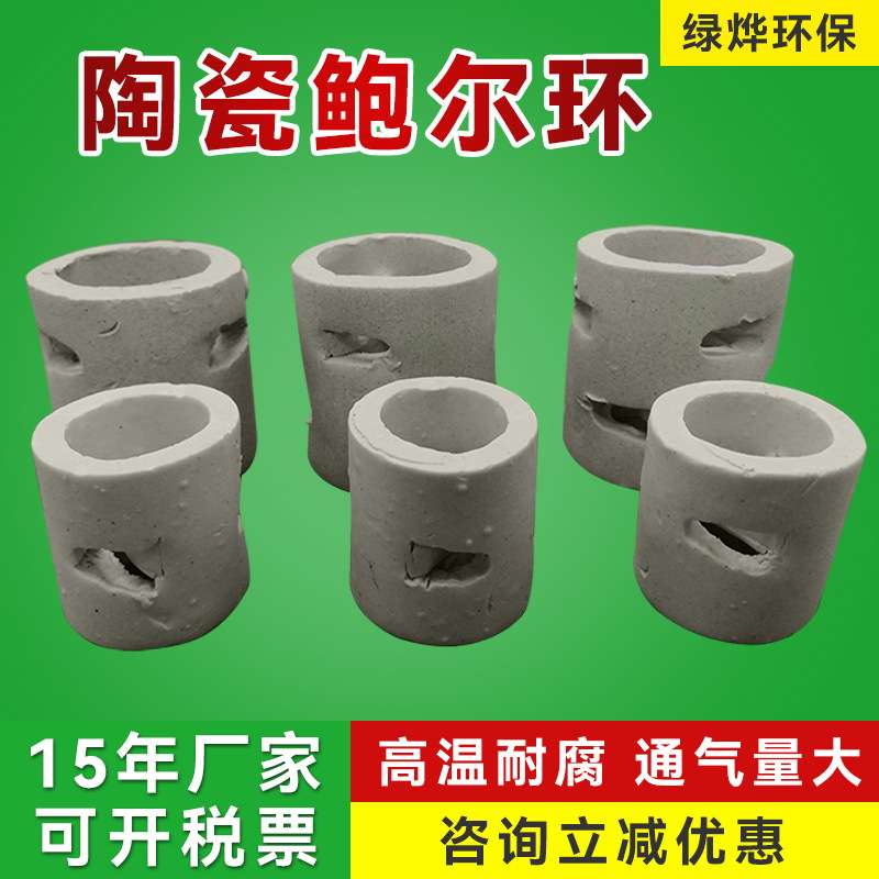 陶瓷鲍尔环填料25/38/50冷却反应脱硫喷淋塔填料耐高腐陶瓷鲍尔环