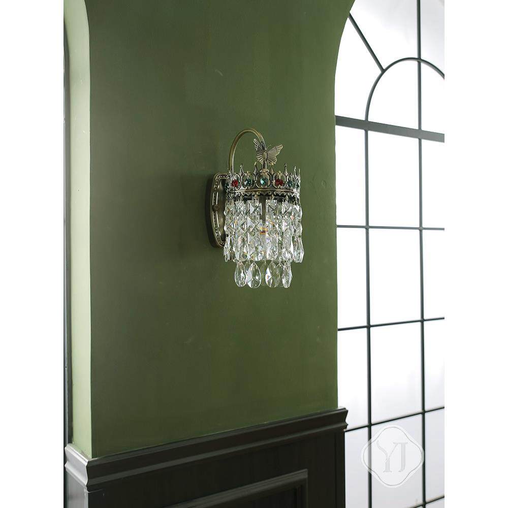 奕见法式轻奢壁灯高端过道装饰卧室床头美式复古中古风水晶墙灯