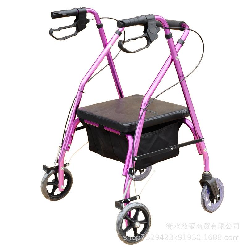 老年人手推车折叠轻便代步车铝合金买菜购物车四轮助行器带座