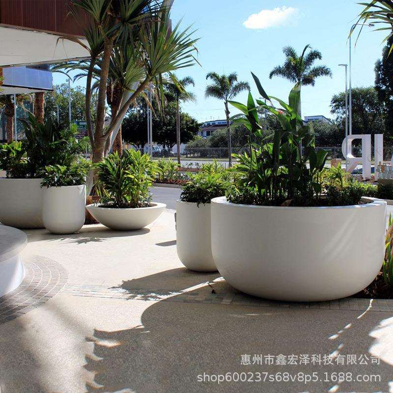 玻璃钢花盆商场花钵美陈花瓶椭圆落地大号组合花器户外种植池花器