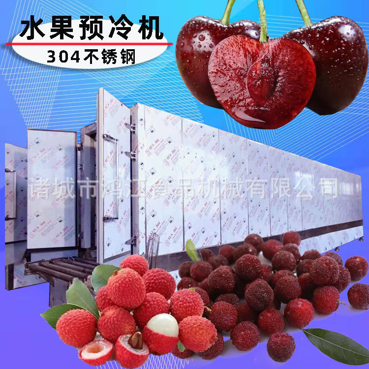 水果预冷机荔枝冷却设备水预冷机全自动水果降温机整筐放料滚杠式