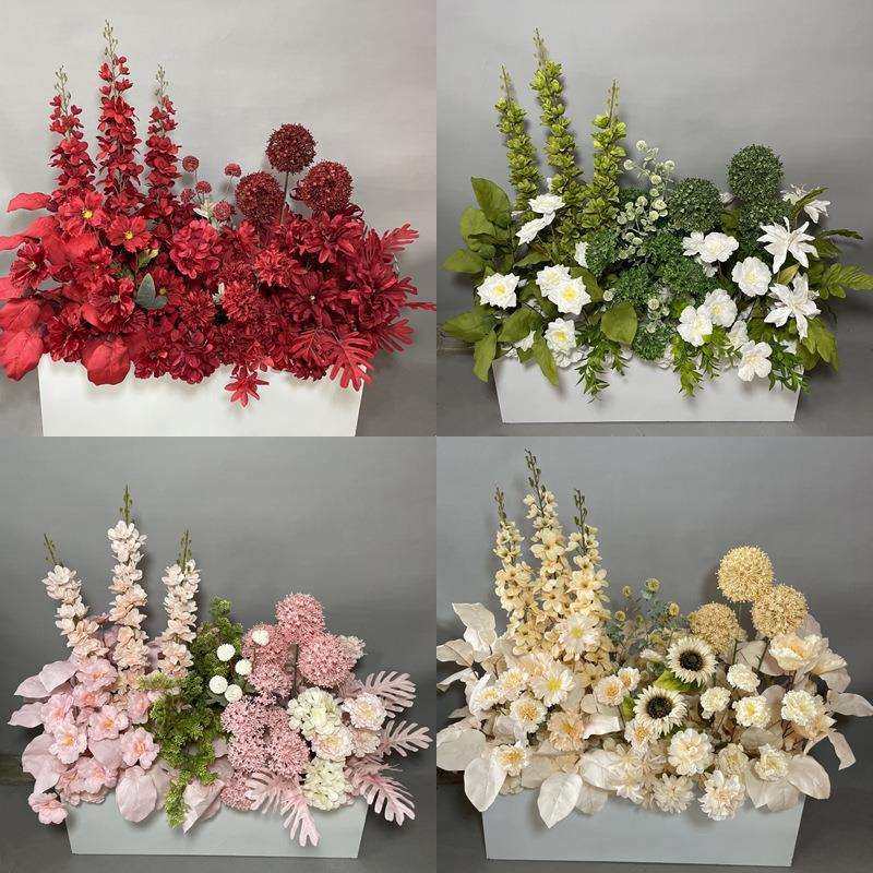 婚庆千代兰花排玫红色森系婚礼场景布置地排花订婚背景装直销