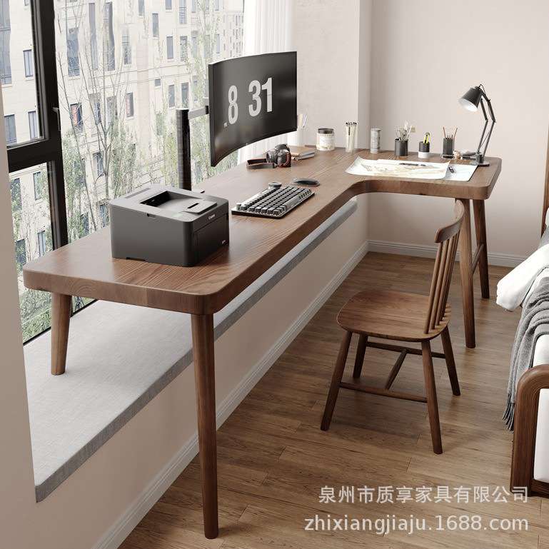 简约飘窗桌高矮桌拐角高低桌长短腿桌子实木靠窗台书桌转角阳台桌