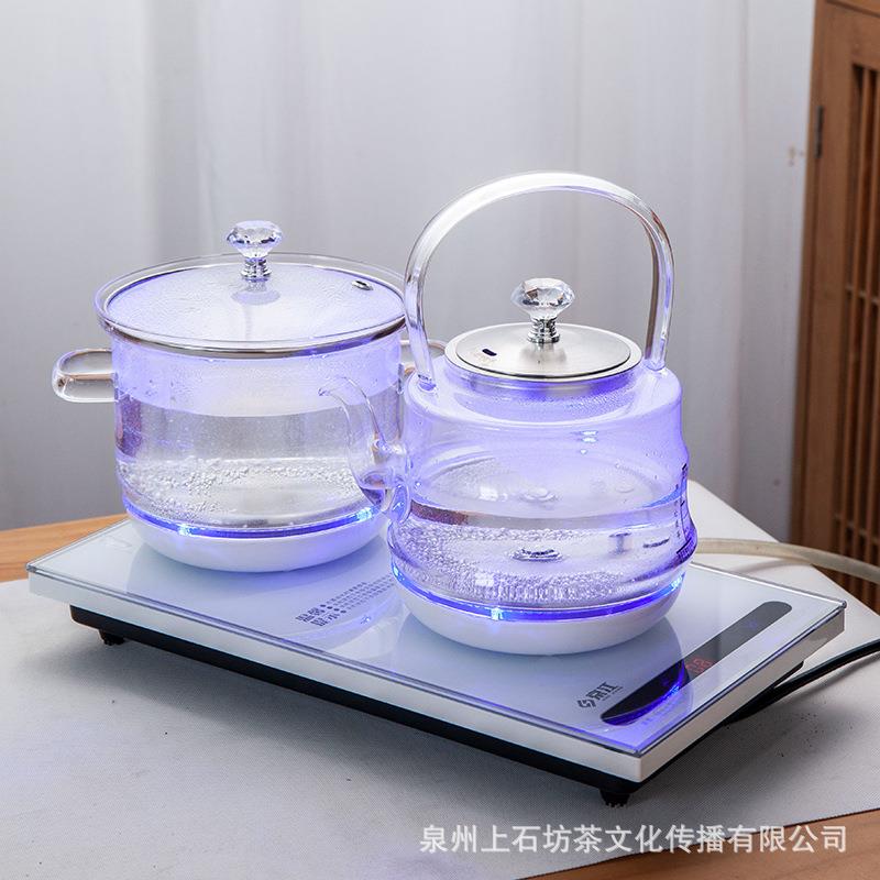 全自动底部上水电热水壶茶具玻璃烧水壶家用电茶炉套装茶台电磁炉 - 封面