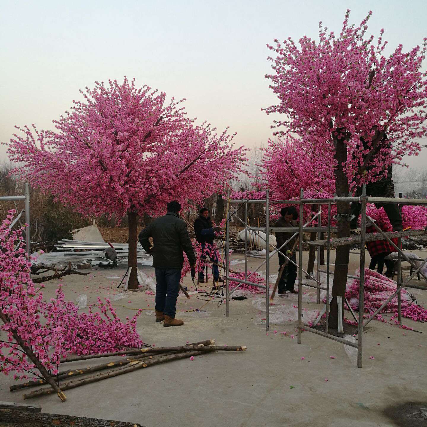 自销仿真桃花树 摄影装修布景假桃花树 仿真树盆栽仿真花盆景