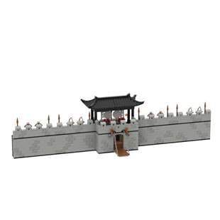 积木玩具拼装男孩国潮古代建筑城墙三国角楼小城楼Moc战鼓城门Diy