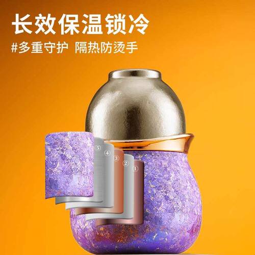 摩利纯钛保温杯磁吸杯盖大容量茶水分离女泡茶杯焖泡杯便携保温壶