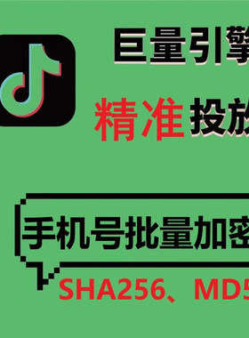 抖音巨量引擎精准热模版电话名单导入SHA256批量加密工具软件MD5