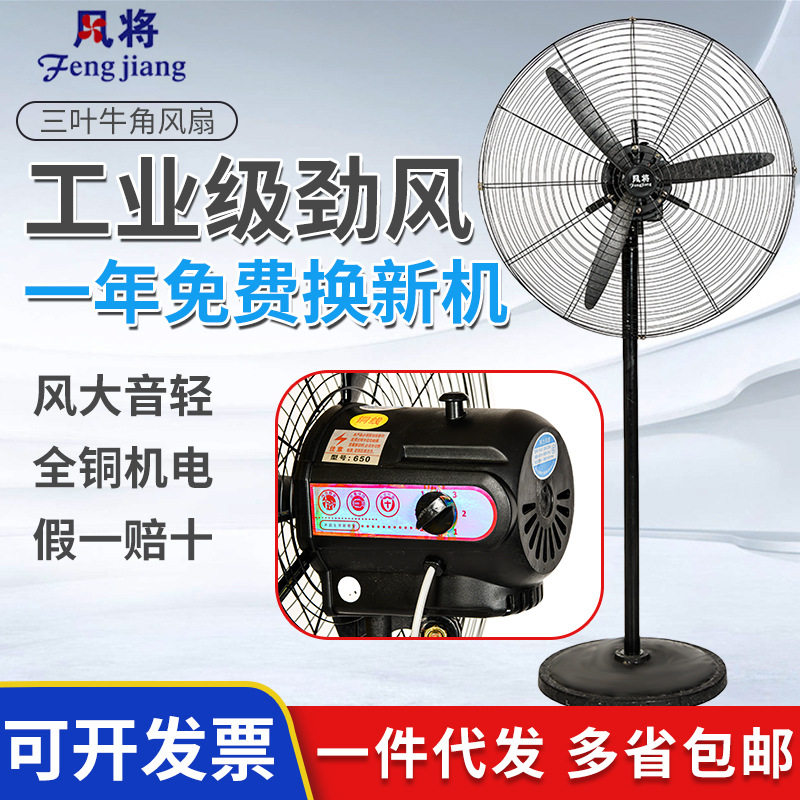 风将牌工业风扇纯铜电机强力大风落地扇壁扇高速牛角扇图片