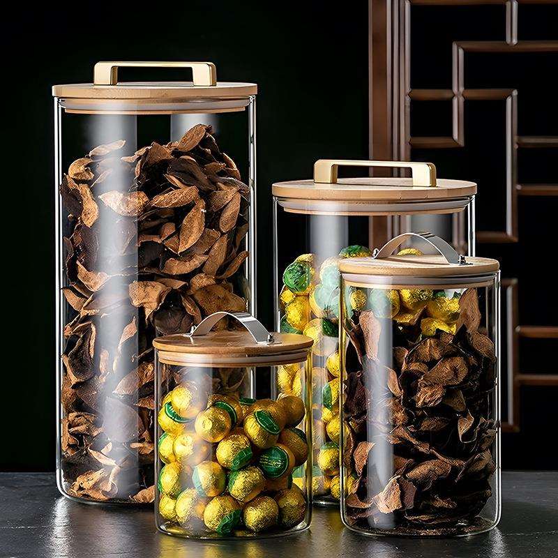玻璃密封罐家用大容量透明陈皮罐厨房杂粮储物罐防潮收纳罐子