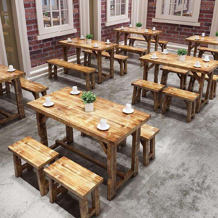 小桌长条凳餐饮板凳简约组合餐桌饭店面馆桌子烧烤店小吃店大排档