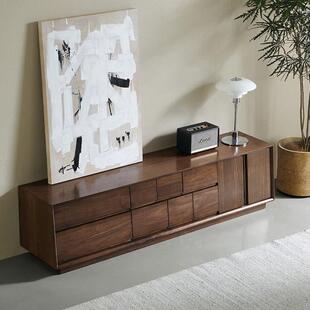 北美黑胡桃木全实木电视边柜橡木小户型客厅落地柜简约现代置物柜