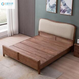 白橡木全实木简约床现代1.8米双人床卧室软靠1.5米带气压储物婚床