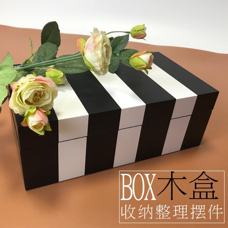 现代简约收纳盒工艺品摆件木盒钢琴烤漆样板房软装橱窗装饰储物盒