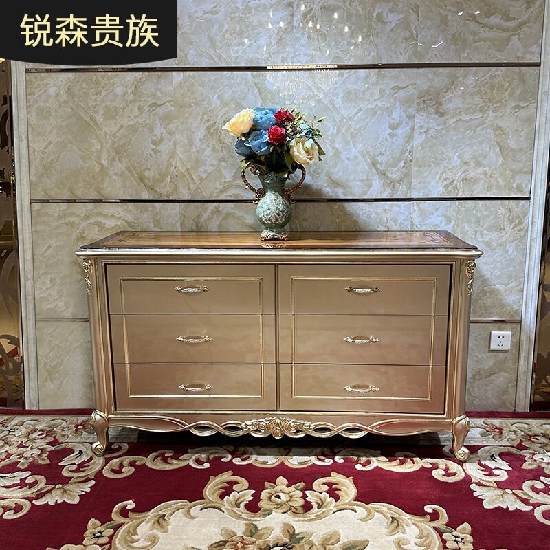 锐森贵族 法式实木玄关柜 欧式雕花隔断门厅客厅装饰桌 餐边柜