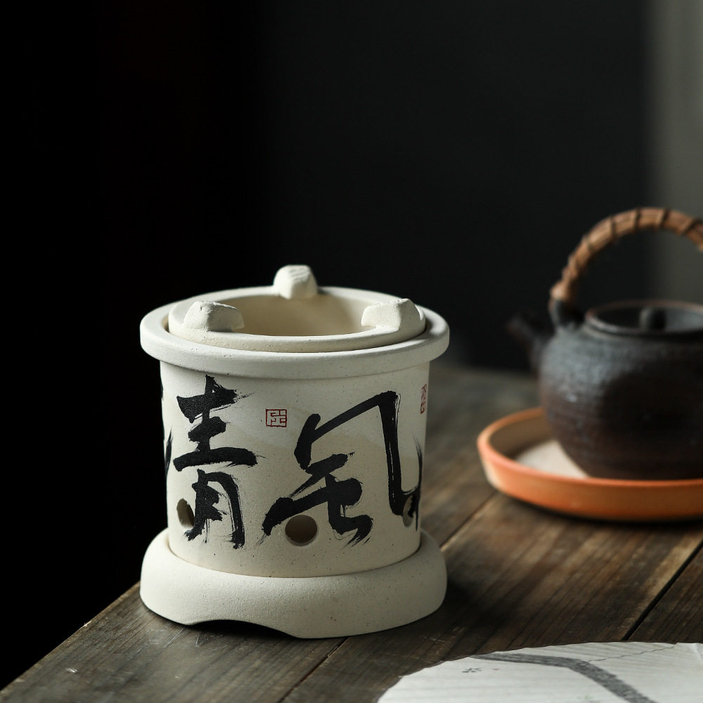 耐火泥 炭炉煮茶室内小炭火炉酒精炉书法青花白泥烧水炉泡茶专用