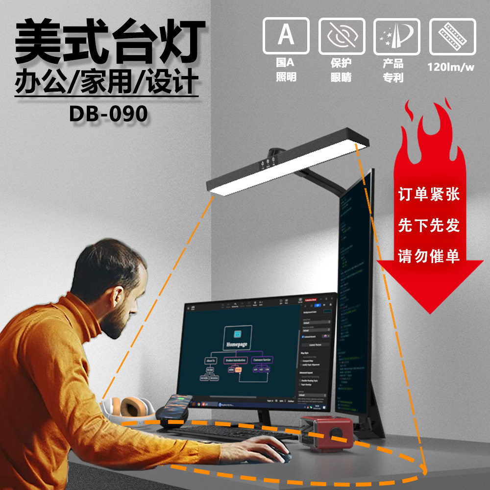 跨境新款led护眼台灯夹子款桌面长臂折叠设计师琴专用智能调光