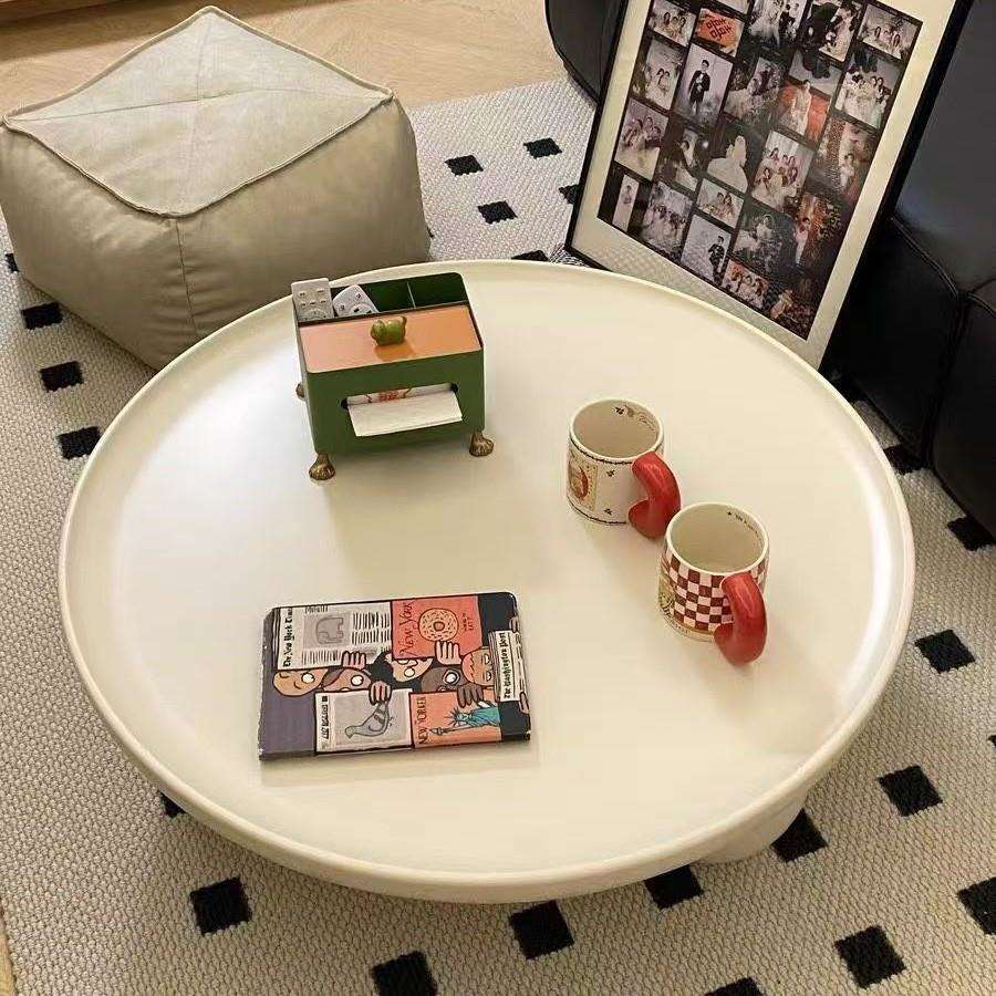 圆形奶油茶几客厅家用创意新款北欧简约现代小户型沙发圆桌