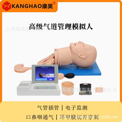 高级气道管理模拟人环甲膜切开穿刺气管插管环状软骨按压假人