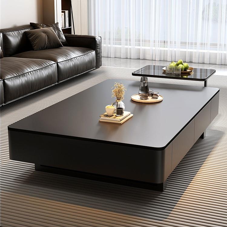 意式茶几客厅家用2025新款轻奢感黑色出租屋用极简茶几小户型