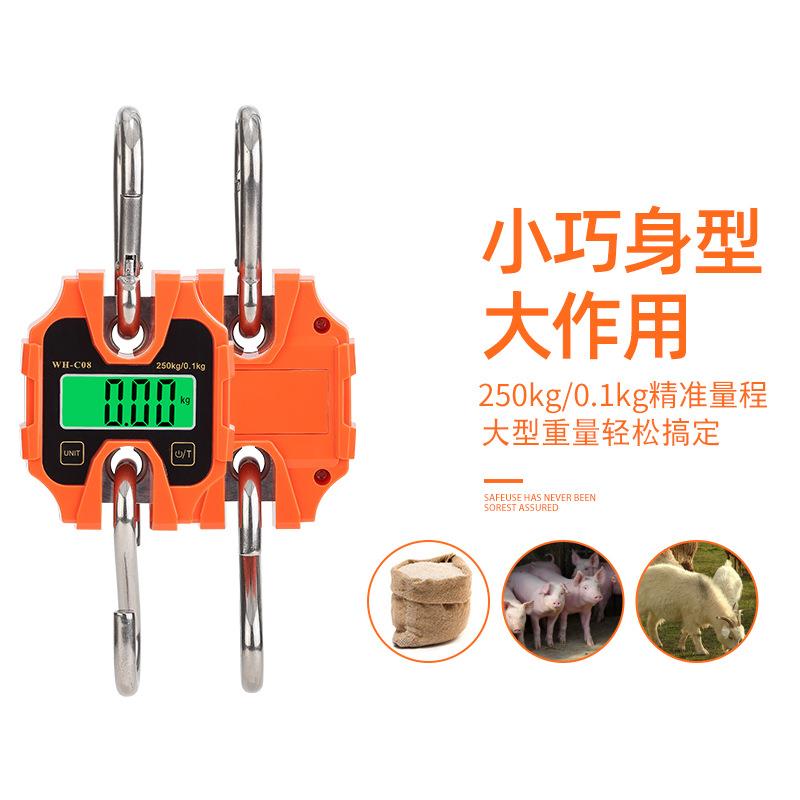 C08工业级便携式电子250kg手提式挂钩吊称快递称重电子秤吊钩秤厂
