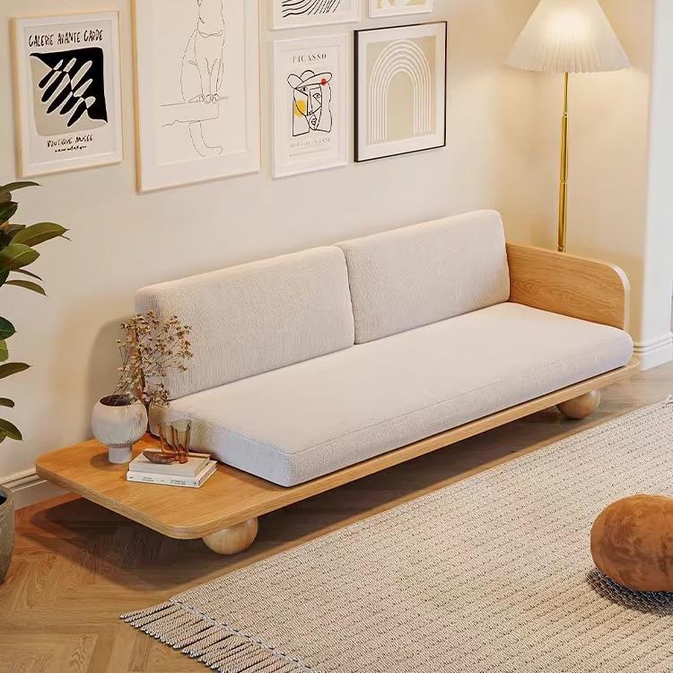日式小户型简约现代实木沙发客厅布艺可拆洗民宿三人位科技布沙发